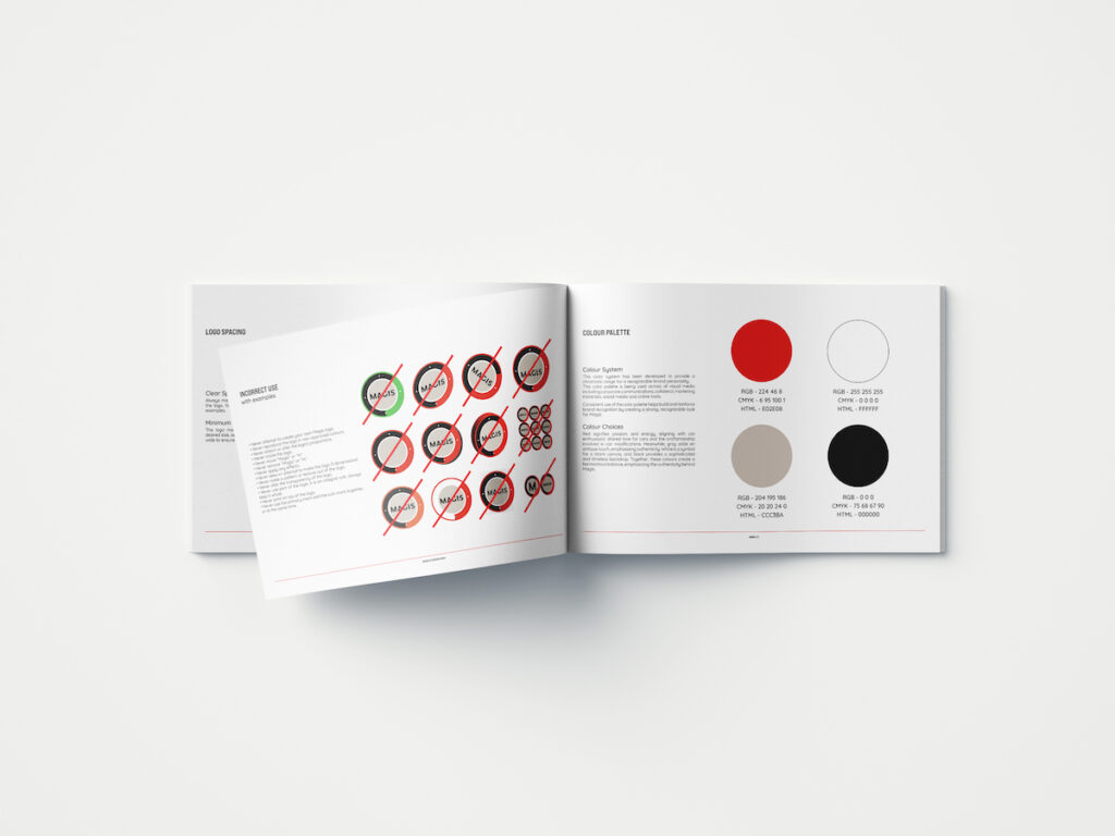 Magis brand identity package interior.